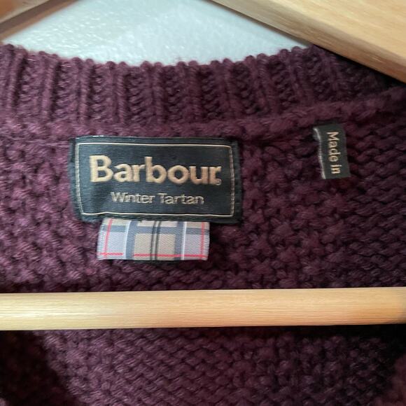 Barbour Etal Crew Sweater Wool & Cashmere Cable Knit Purple Women’s SZ 12 EUC - Picture 3 of 9